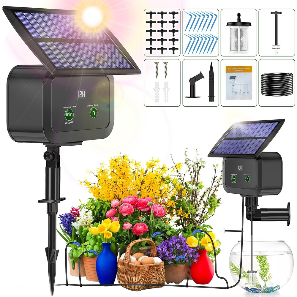 LCD Display Solar Drip Irrigation System Kit, 30 Working Modes & 10 Watering Int