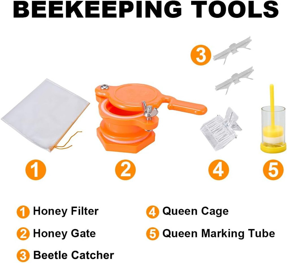 Beekeeping Starter Kit Smoker Gloves Hive Tools Honey Filter Gate Set