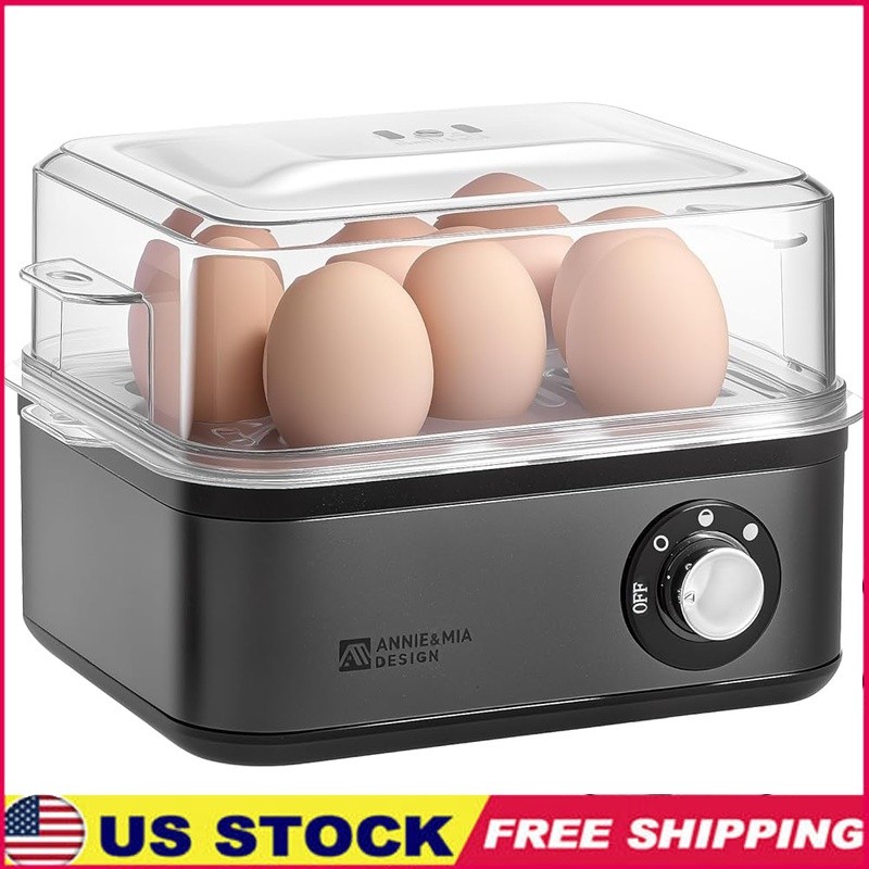 Egg Cooker 8 Egg Capacity Knob Control Soft Medium Hard Boiled Easy Clean New