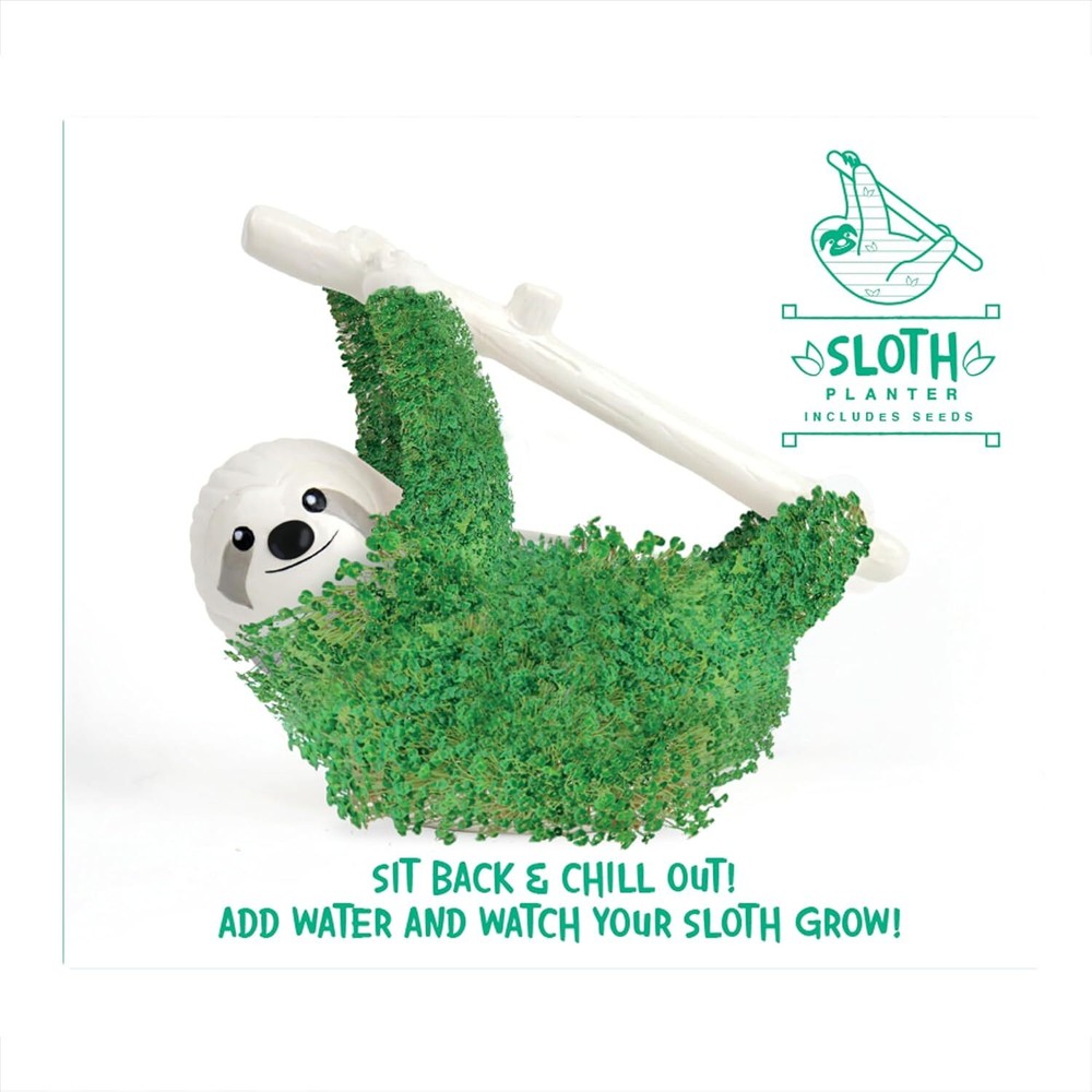 Sloth Ceramic Planter - Desktop Sprouting Chia Pet Plant Pot - Gift Republic