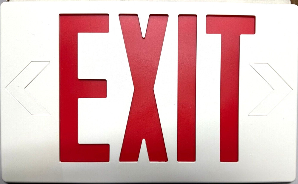 BriteWay BWE R White Thermoplastic LED Exit Sign, Red Letters