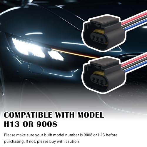 2PCS Plug & Play Headlight Wiring Harness for 9008/H13 Female Socket/2PCS
