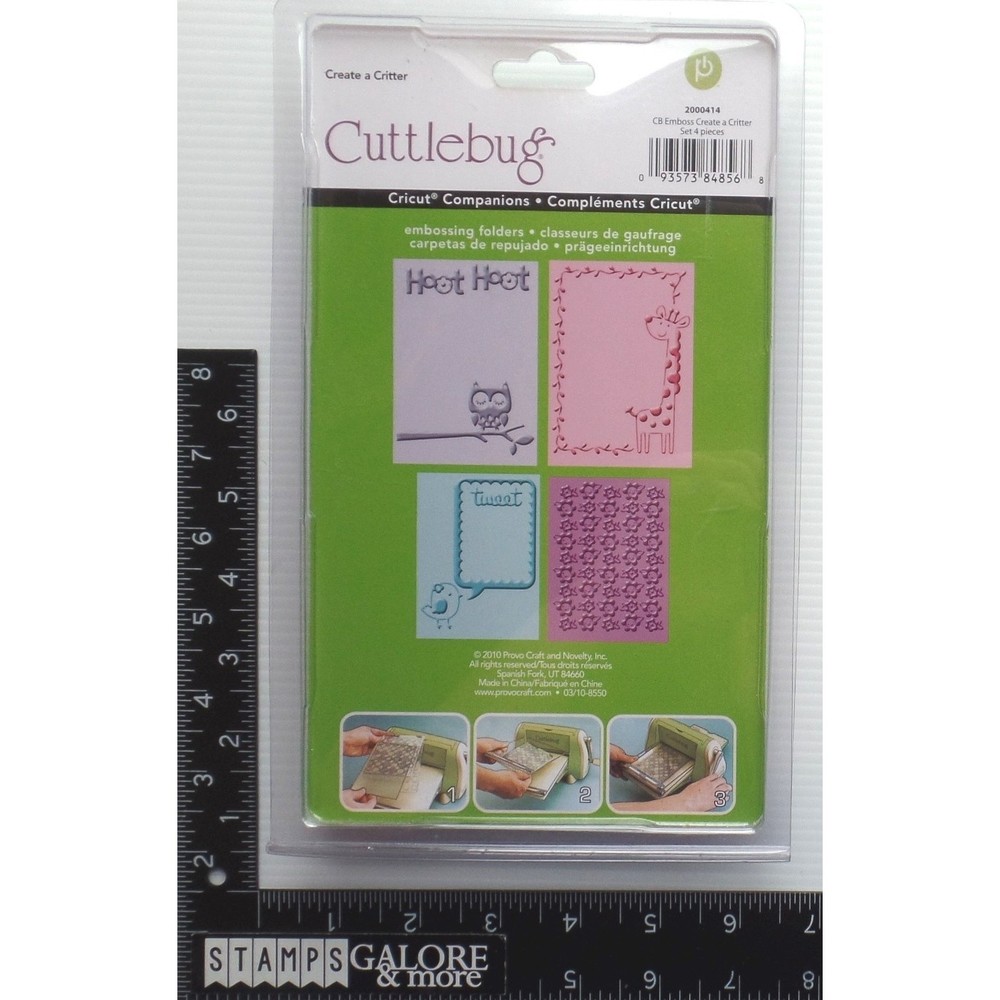 Cuttlebug Stencils Four Embossing Folder 2000414 CREATE A CRITTER OWL BIRD B17-4