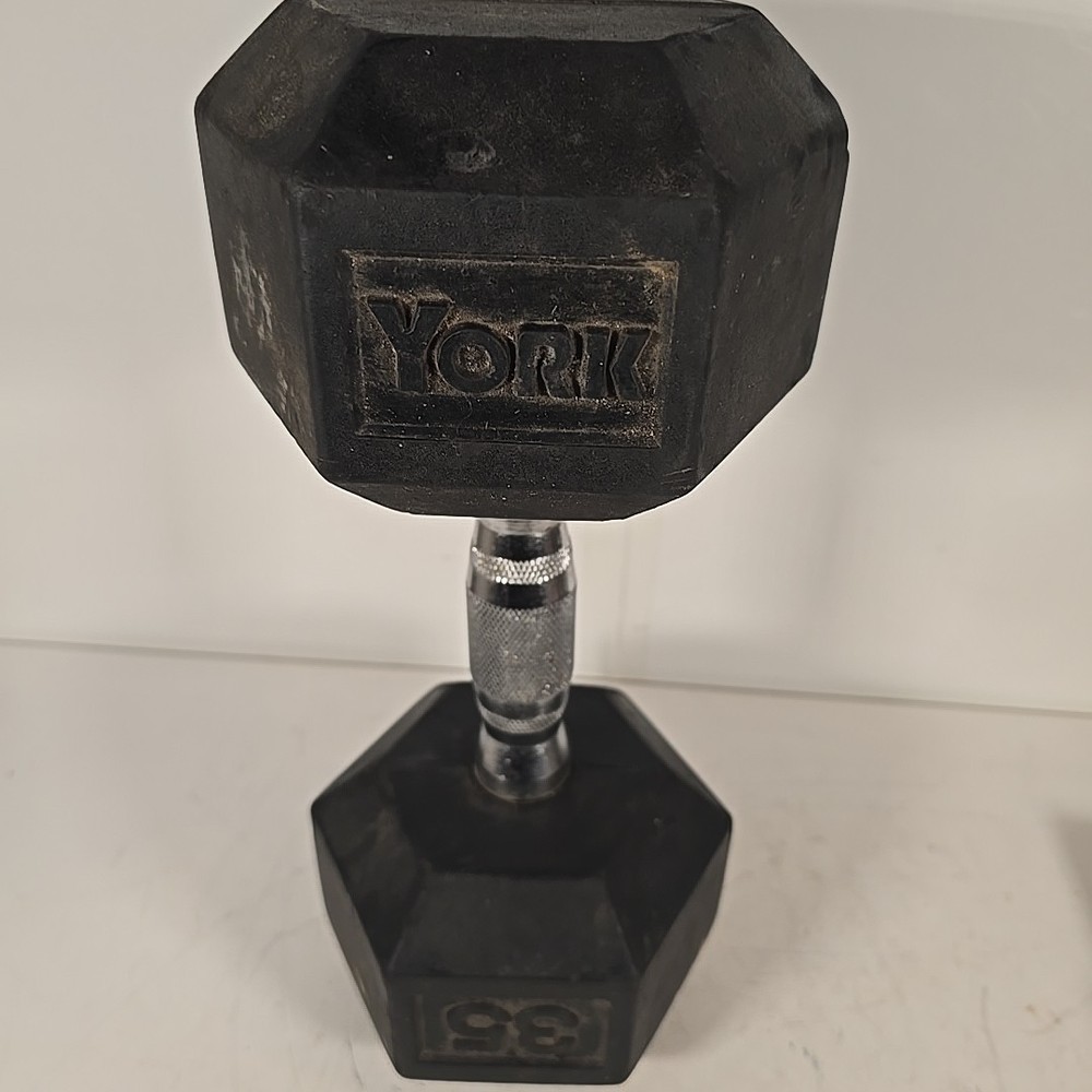 York 35 LB Hex Head Cast Iron Dumbbells