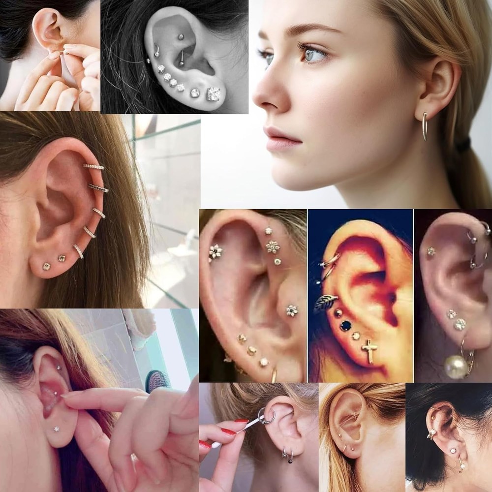 Ear piercing gun, Reusable Professional Piercing Kits, 24 Surgical silver