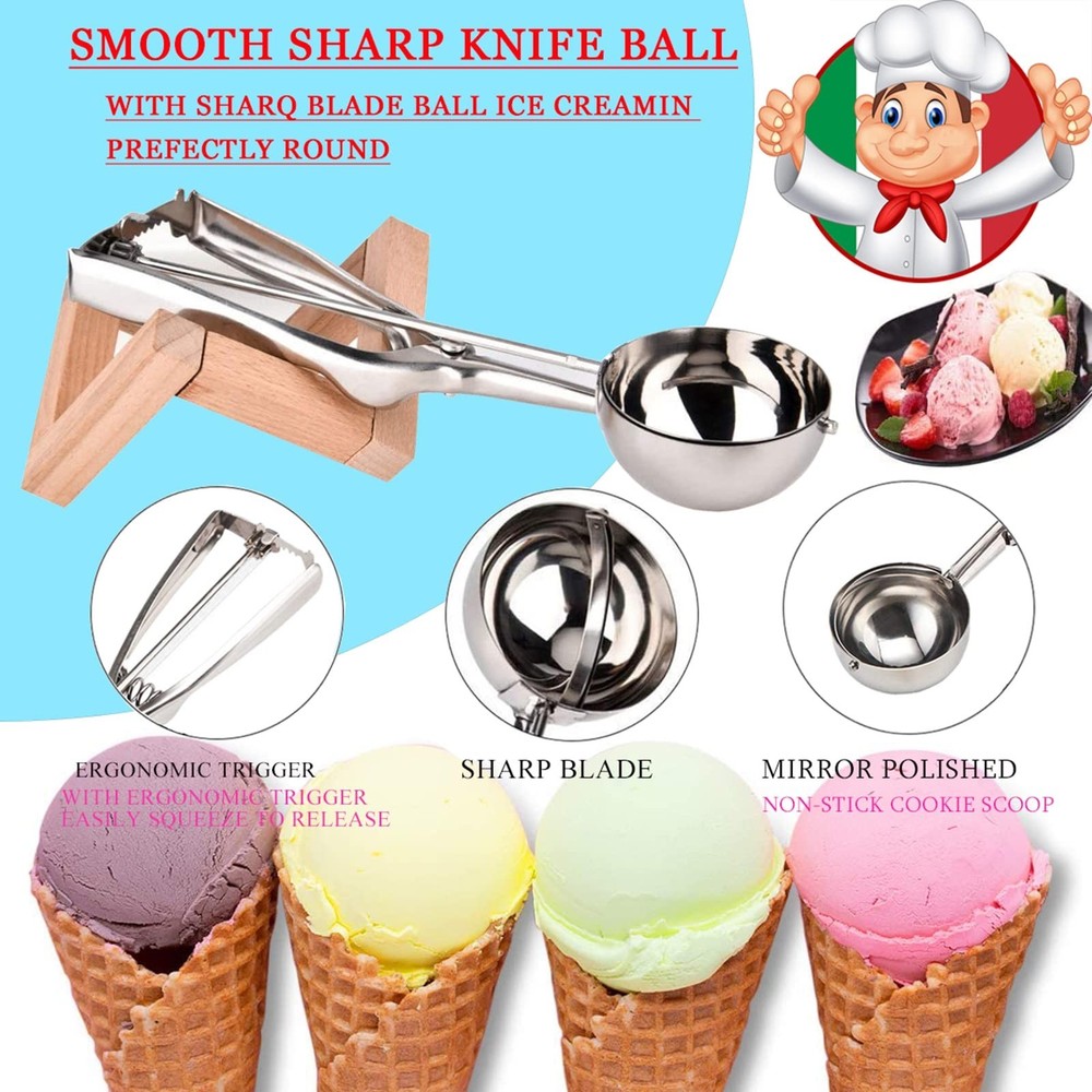 Cookie Scoop, Ice Cream Scooper set with Trigger, Small, Medium and Large Sta...