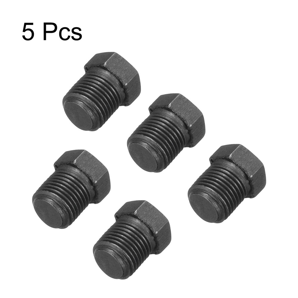 1/8 PT Male Outer Head Hex Thread Socket Pipe Plug Fitting, 5Pcs, Black