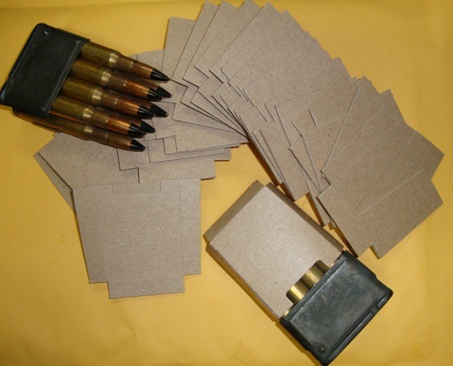 12ea Cardboard Bandoleer Inserts for M1 Garand 8rd Clips USGI UNISSUED