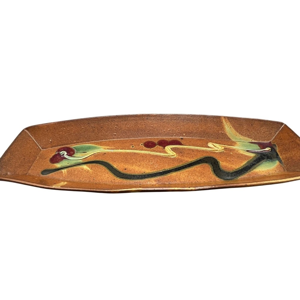 Vintage Peter Kaiser Signed stoneware Serving Tray rustic abstract design