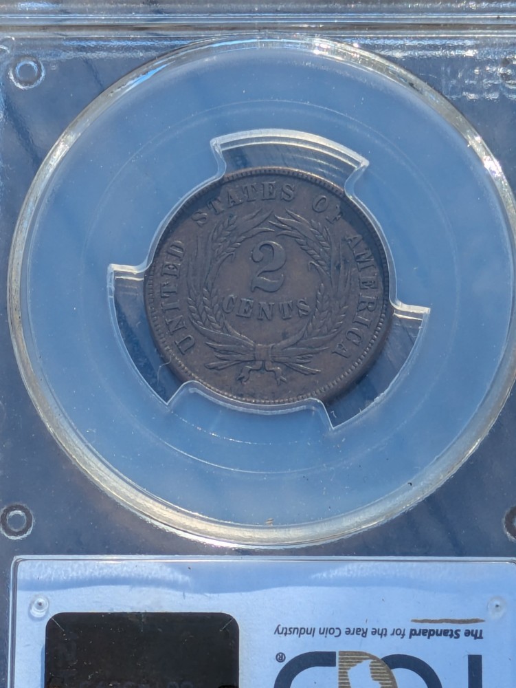 1865 2 cent, PCGS AU58 Chocolate Brown
