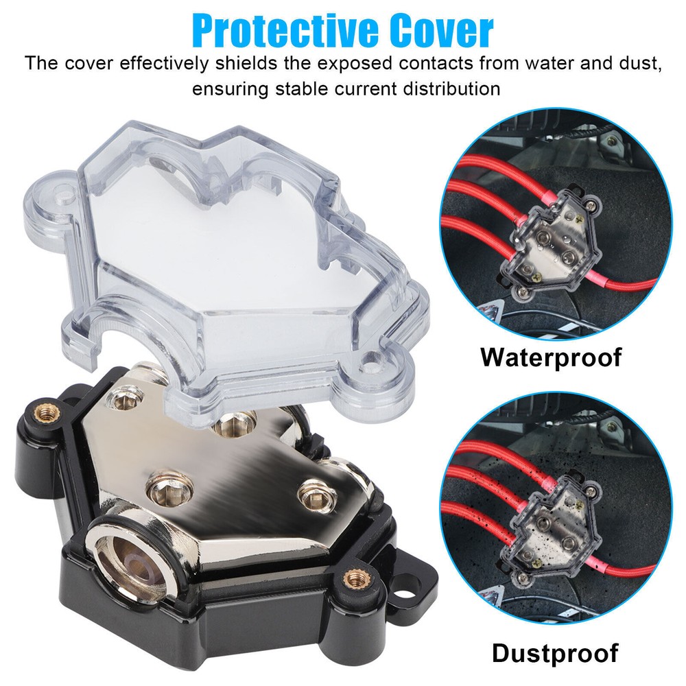 Flame Resistant Car Audio Distribution Block 1 In 3 Outlets for Amplifiers