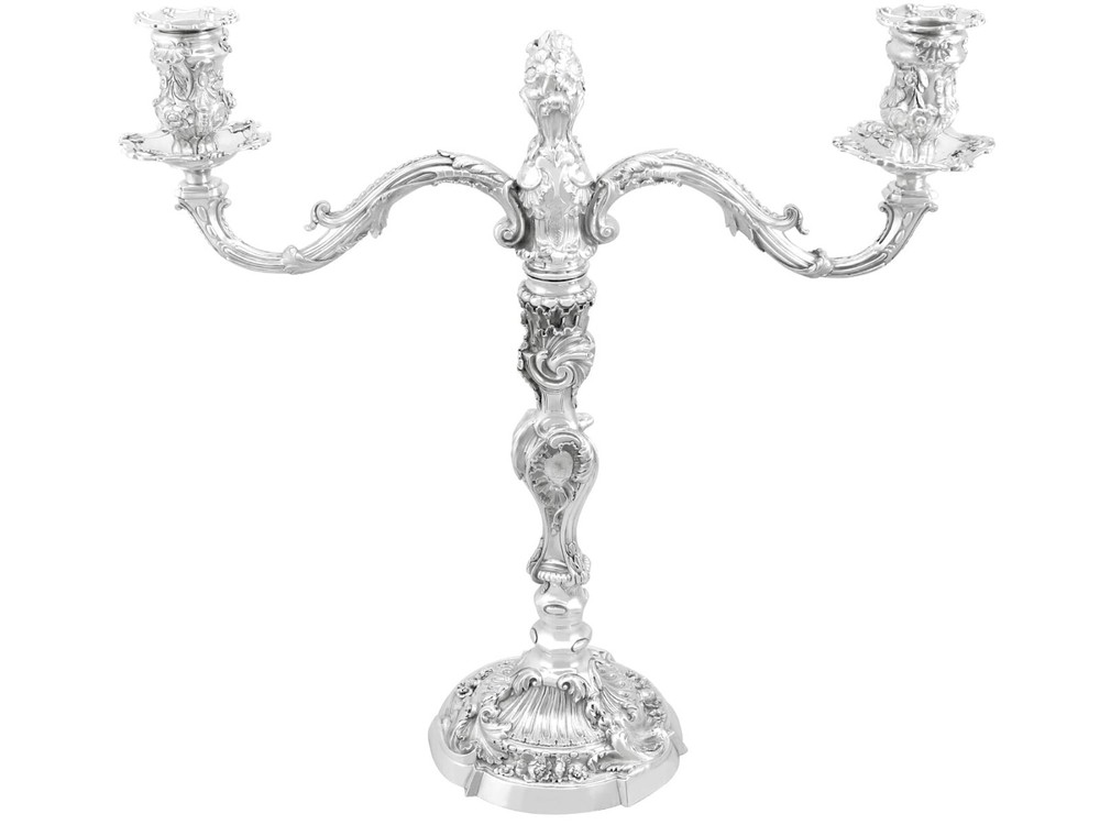 Sterling Silver Two Light Candelabrum Antique Victorian