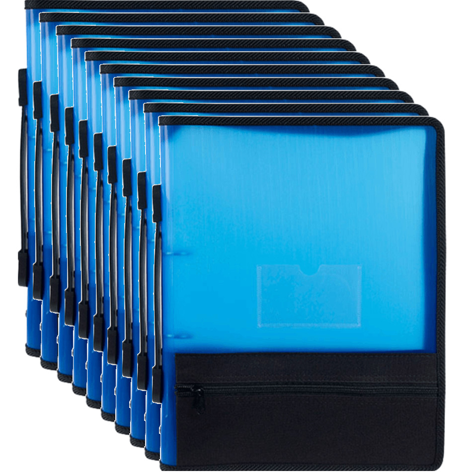 NEW Marbig Zipper Binder Folder With Storage 2O Ring 25mm A4 Blue 10 Pack BULK