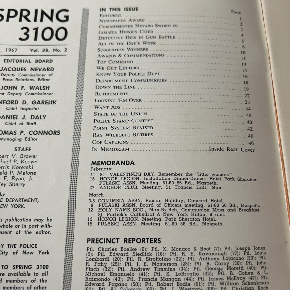 SPRING 3100 NYPD FEBRUARY 1967