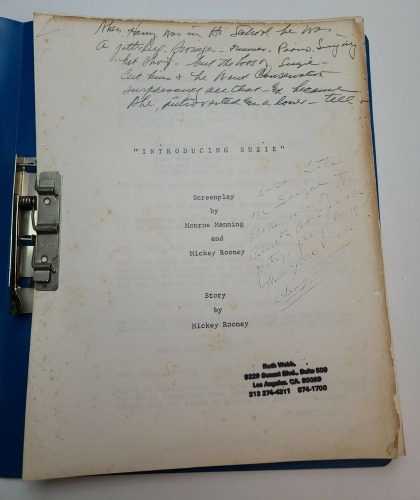 INTRODUCING SUZIE / Monroe Manning & Mickey Rooney 1970's Unproduced Screenplay