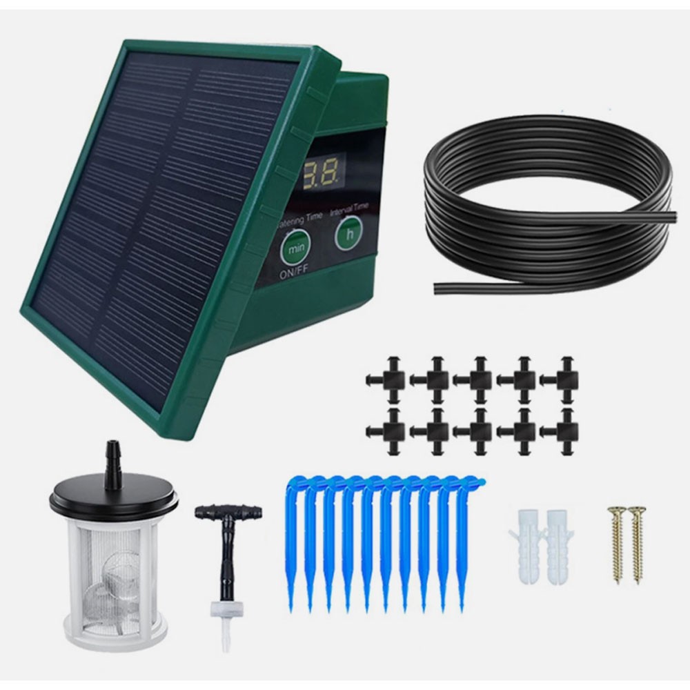 1 SET Solar Automatic Drip Irrigation System with Hose & Timer for Garden **