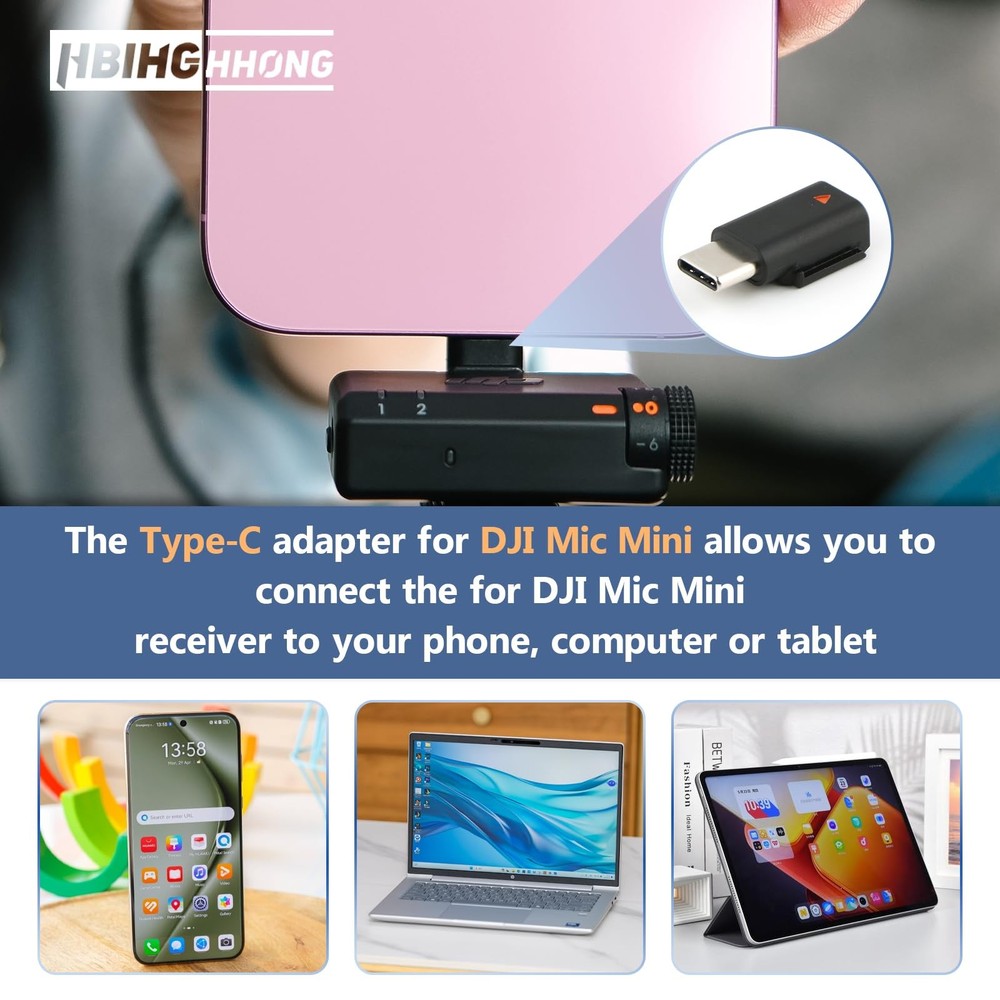for DJI MIC Mini Adapter Type-C Phone Wireless Microphone Receiver for Mic Mi...