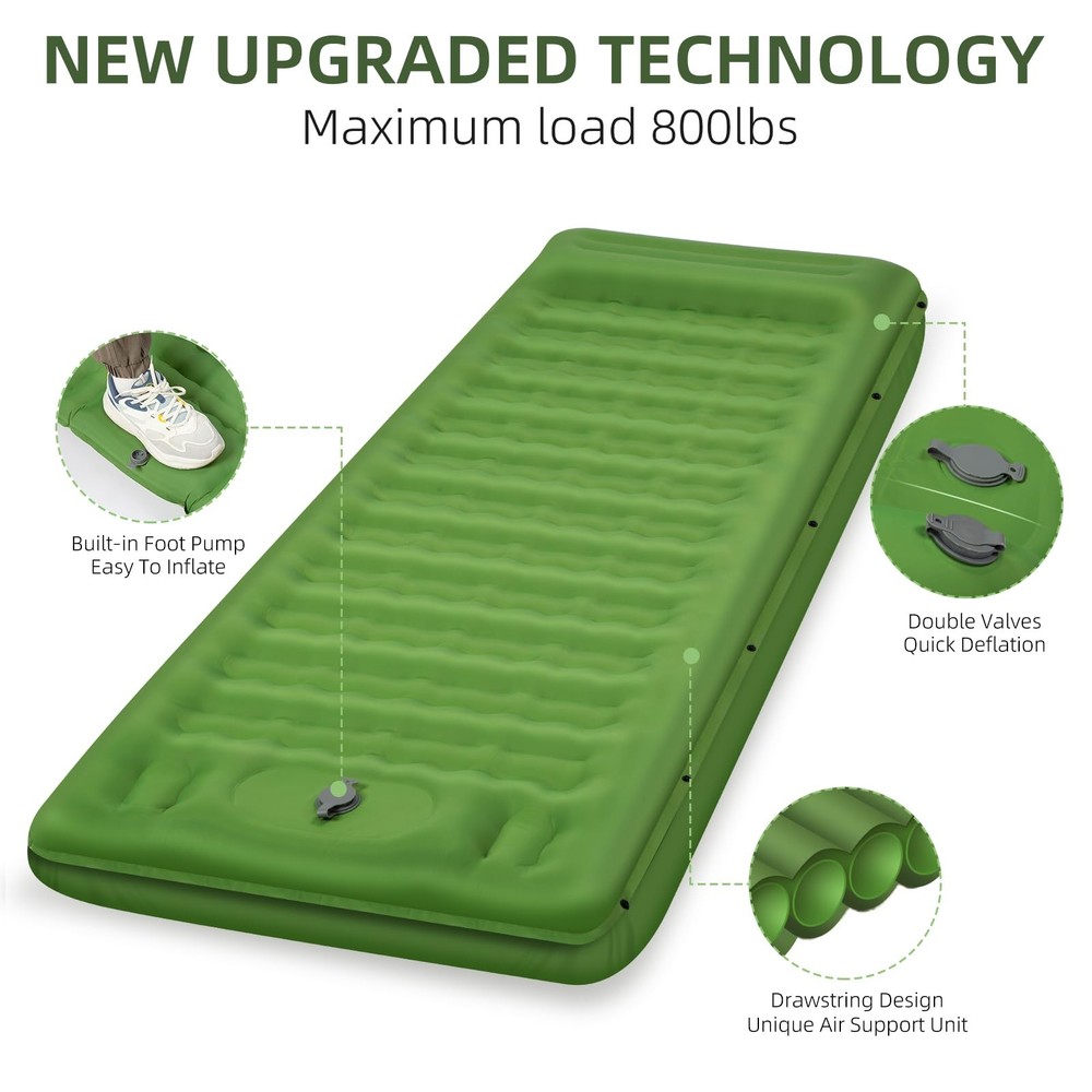Camping Sleeping Pad, Extra Thick 5 Inch Camping Mat with Pillow Built-in Foo...