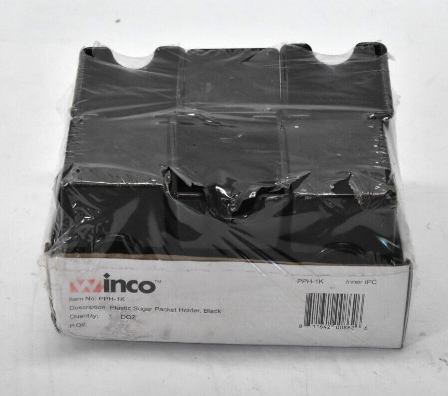 Winco 12 Pack Plastic Sugar Packet Holders Black PPH-1K Tableware Decor