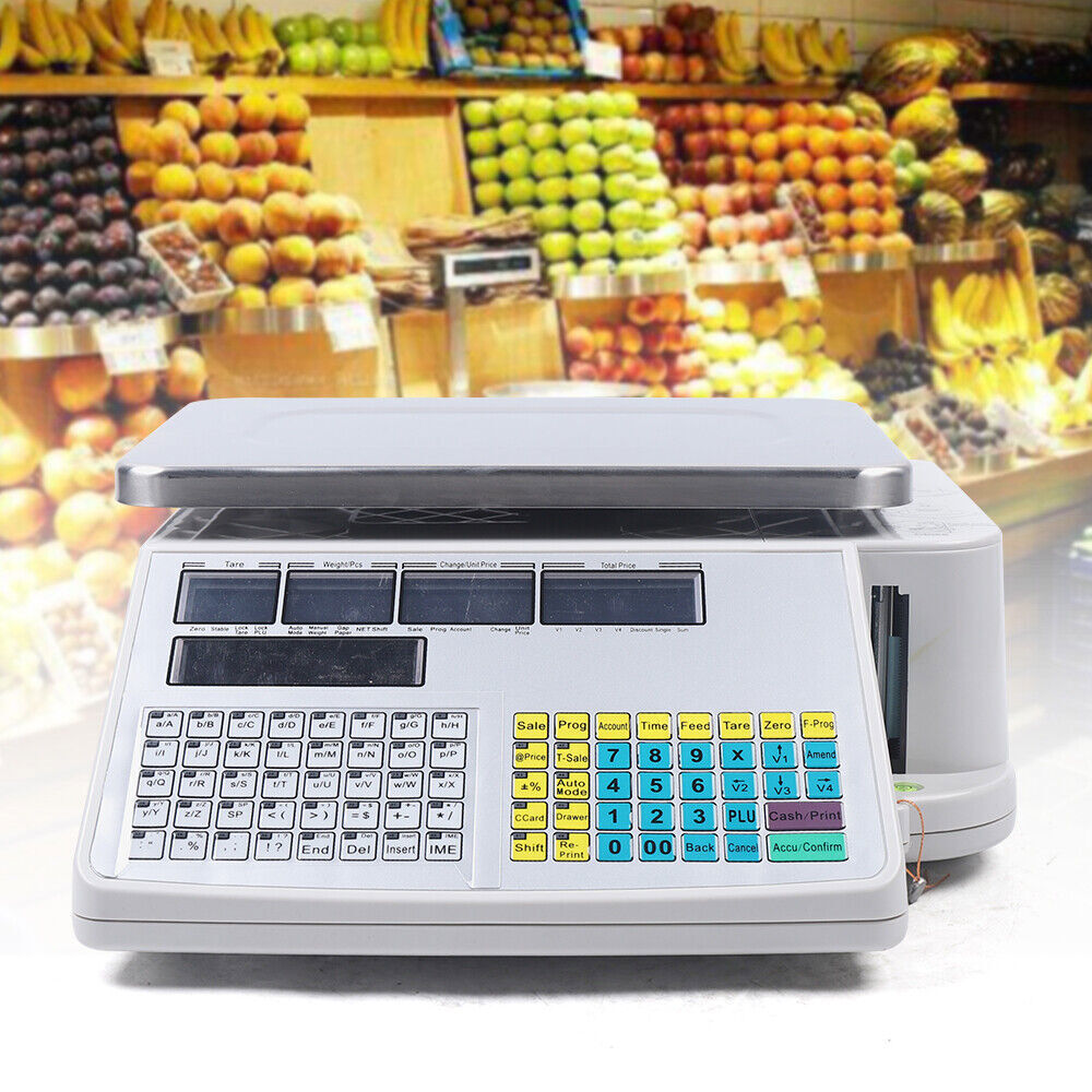 66lbs Digital Computing Price Scale Supermarket Barcode Printer Electronic Scale