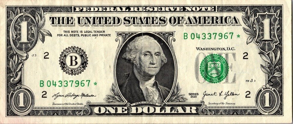 2021 B Star Note One Dollar Bill Regular Run Pack Note