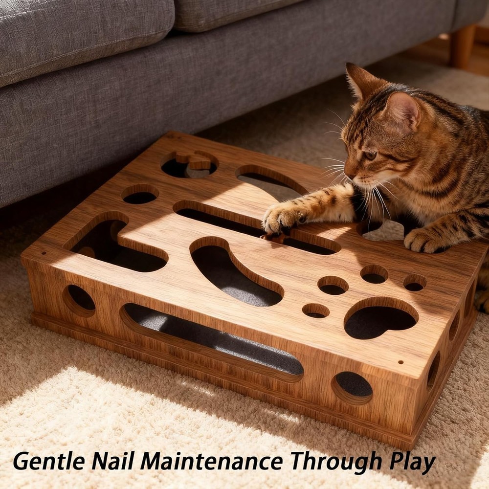 Cat Scratch Puzzle Enrichment Box,Contains Sandpaper Inside (Brown)