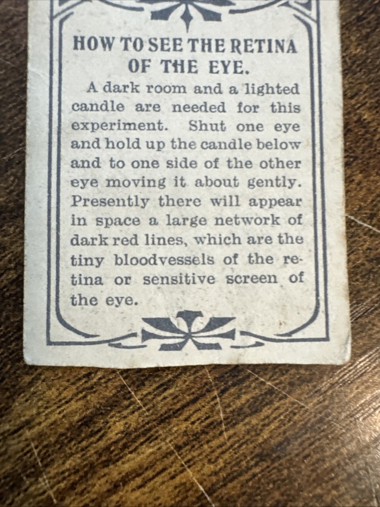 D.C Thomson, Wizard Series, Easy Scientific Experiments ~ Retina 1928 Eye