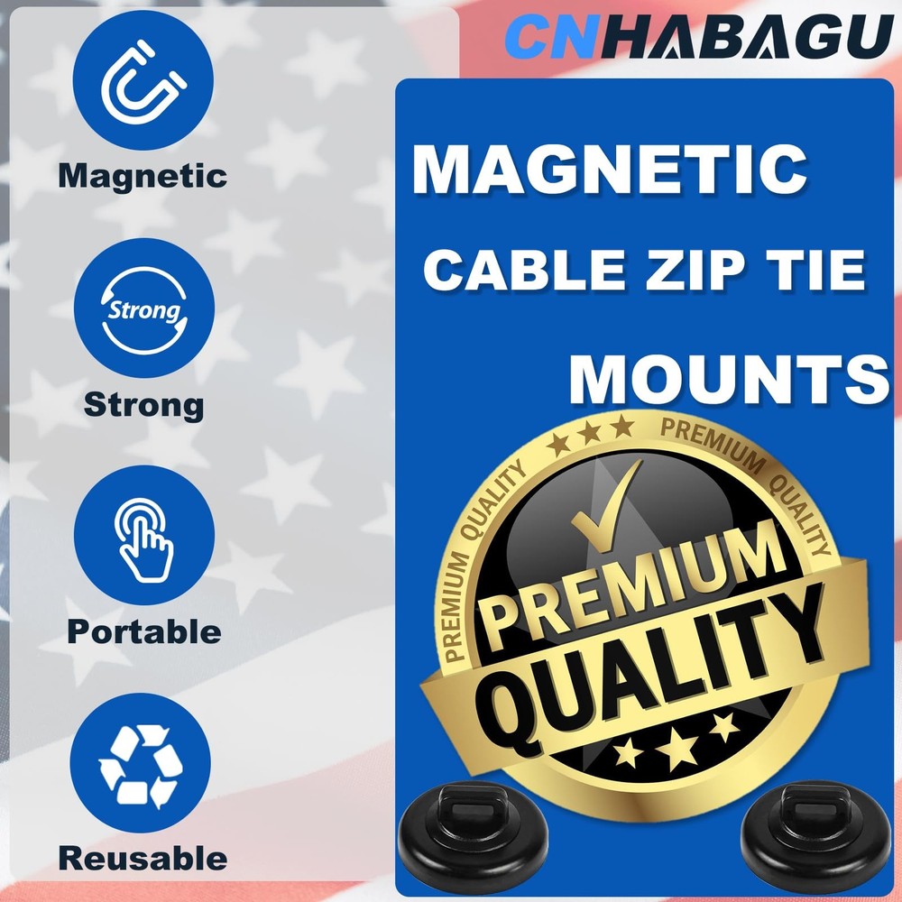 Magnetic Zip Tie Mounts Wire Magnet Cable Tie Mount Clips Base Holder Multipu...