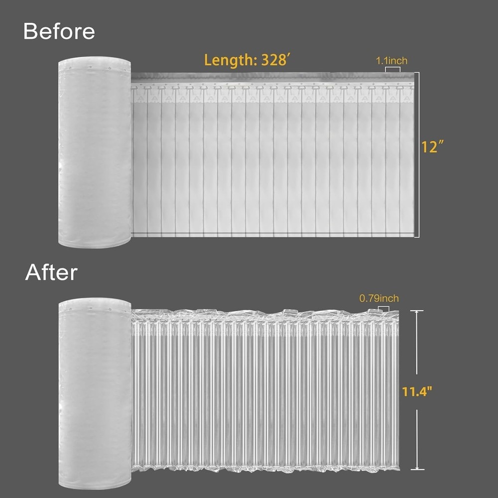 Bubble Cushioning Wrap Roll for Packing 12"x328' Inflatable Air Pillows 55um