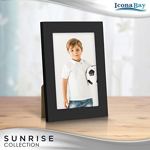 - 4x6 Picture Frame - Painted Solid One-Piece Wood Composite, Modern 1 Black