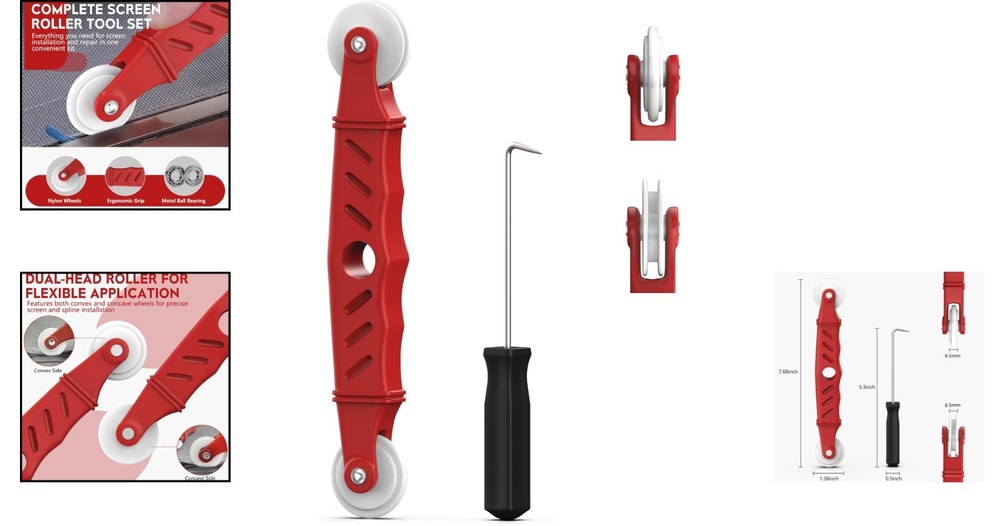 Compact Screen Roller Tool Set with Ergonomic Design - For All Window Types