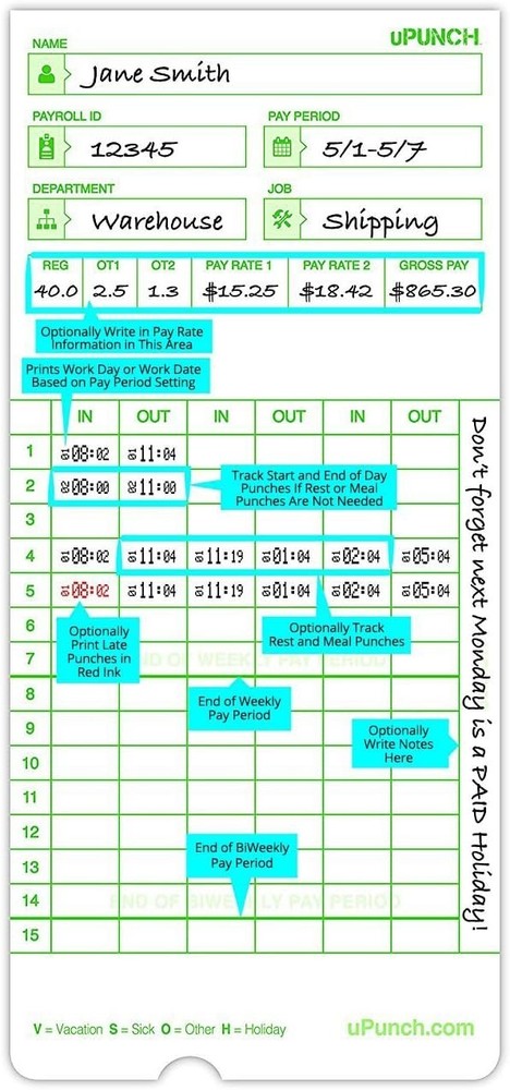 100 Time Cards for HN3000