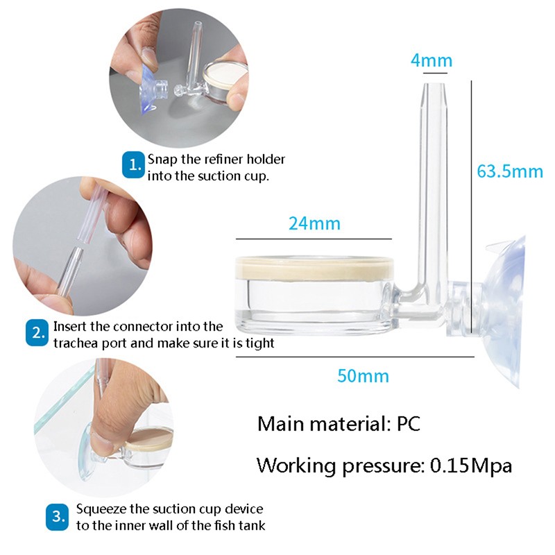 Aquarium CO2 atomizer transparent CO2 diffuser purifier integrated PC material