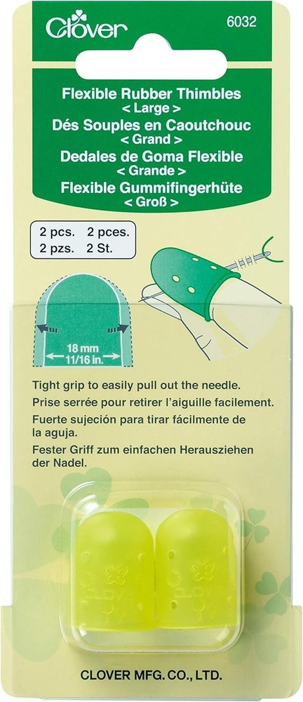 Clover Flexible Rubber Large Thimble, yellow 2