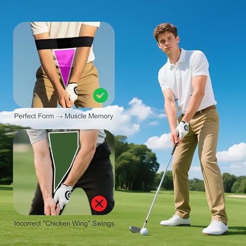 2 Pack Golf Swing Training Aid Swing Correcting Arm Band for Muscle Memory &