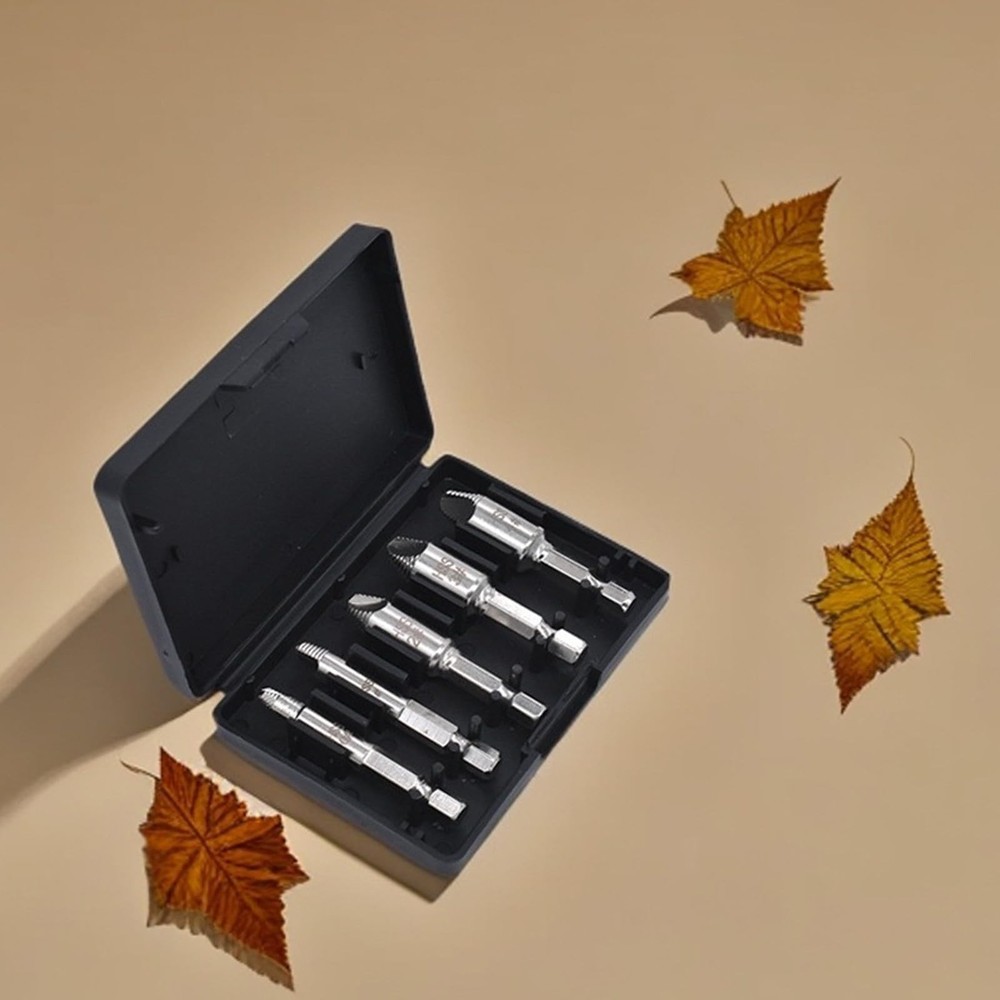 Hex Shank Broken Screw Extractor Kit 6Pcs Reverse Thread Stripped Screw Remov...