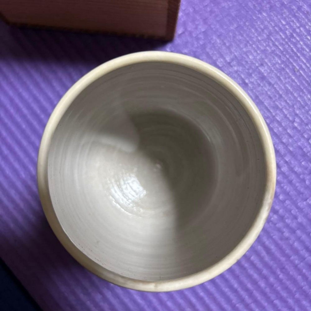Kiyomizu Ware Teacup Ceramic White Bamboo Pattern Boxed