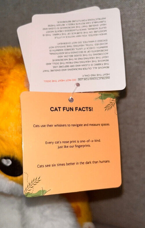Plush Orange Cat Soft Microwavable Unscented 1.5 Lbs Heating Hot or Cold