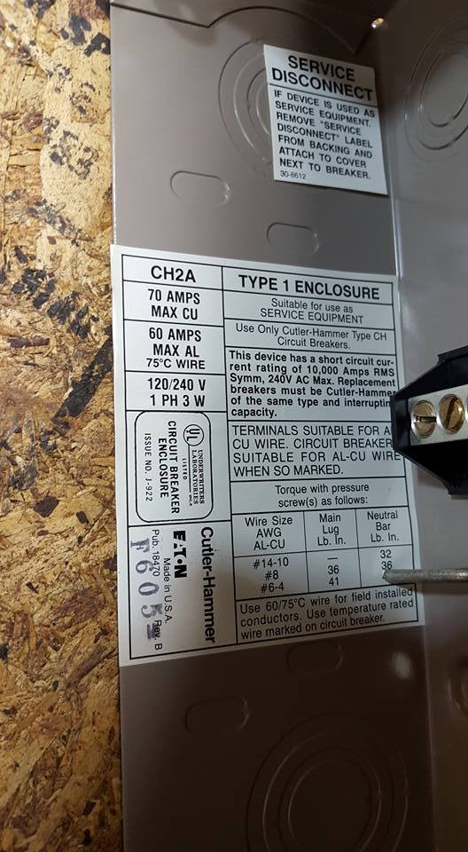 CUTLER HAMMER CH-2A CIRCUIT BREAKER ENCLOSURE