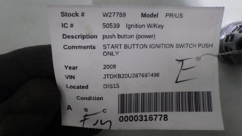 08 TOYOTA PRIUS Ignition Start Button Push Switch