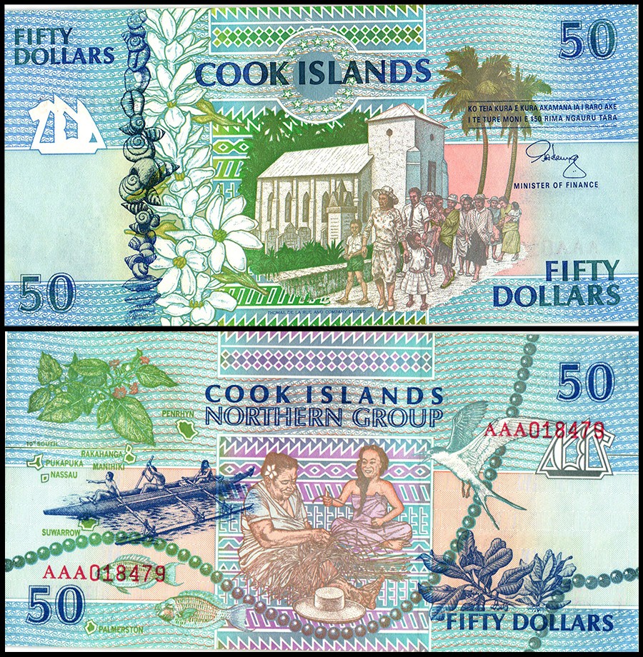 Cook Islands 50 Dollars, 1992 ND, P-10, UNC