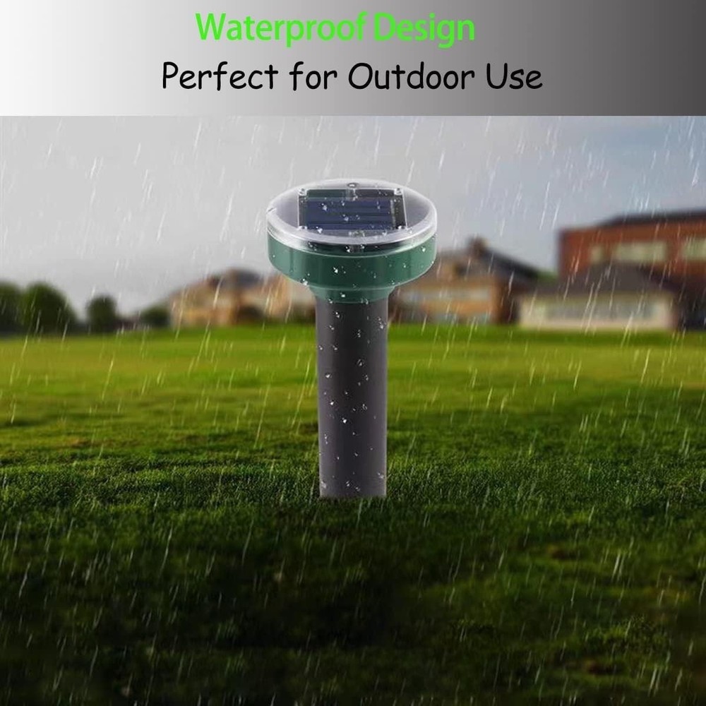 12Pack Snake Repellent for Yard, Solar Powered Ultrasonic Mole Black