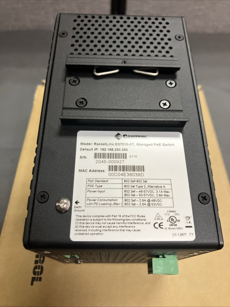 Rocket Linx ES7510-XT Industrial Managed PoE Plus Switch 2 SFP Modules Installed