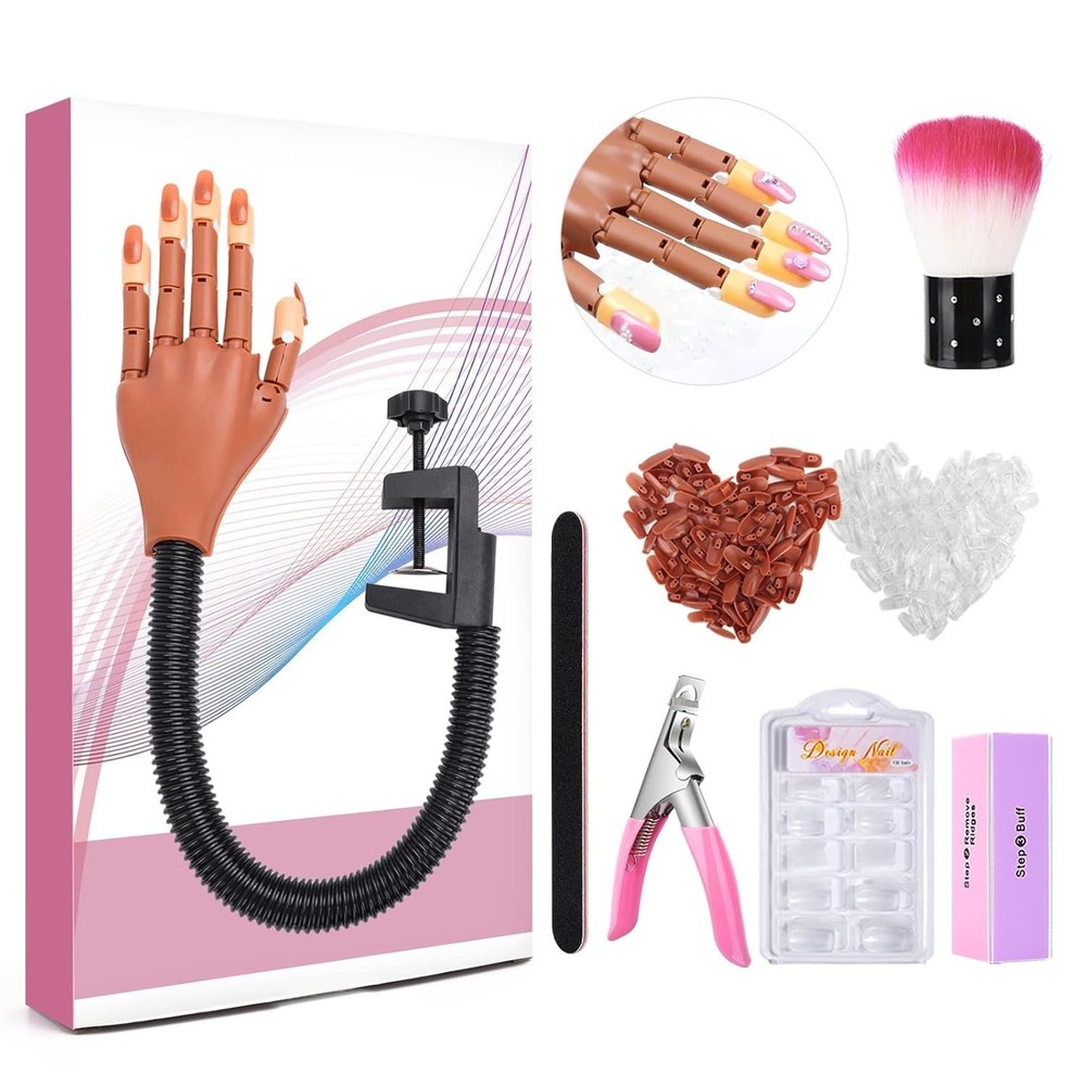 Professional Quality Flexible Nail Mannequin Hand with Complete Practice Tools