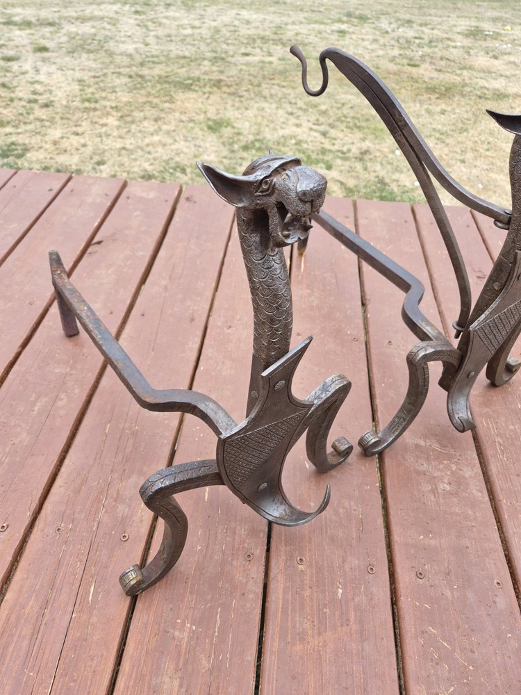 Early 19th Century Dragon Andirons