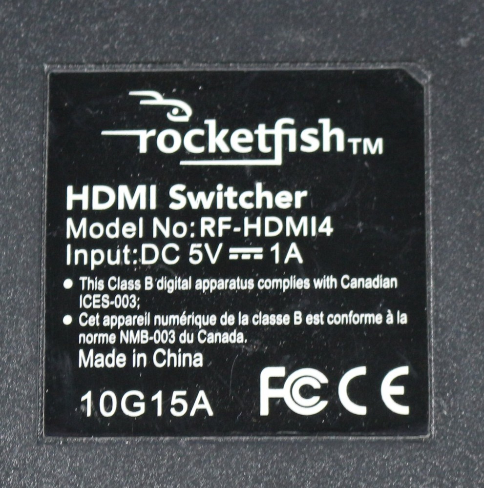 Rocketfish HDMI Switcher 4-port Switch Selector RF-HDMI4
