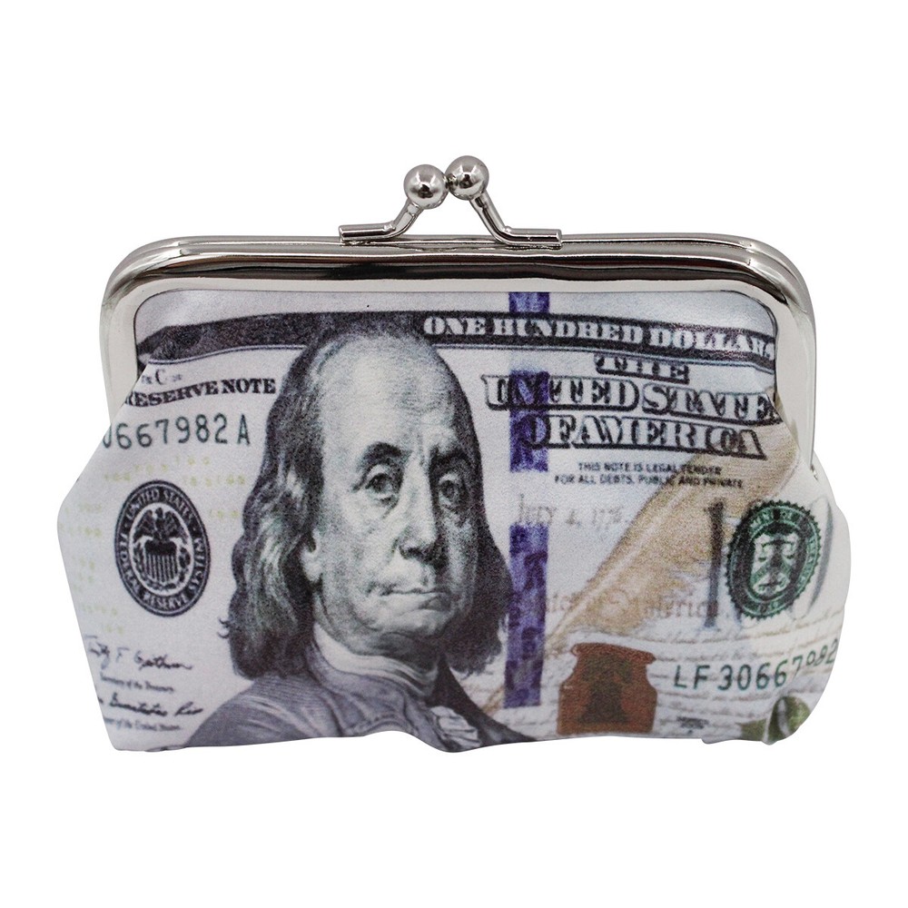 2 Dollar Bill Print Clutch Coin Purses