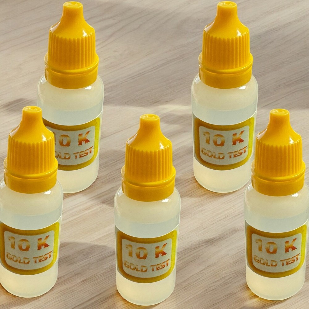 5 Bottles 10K Gold Testing Solution Acids Jeweler Test Gold Authenticity