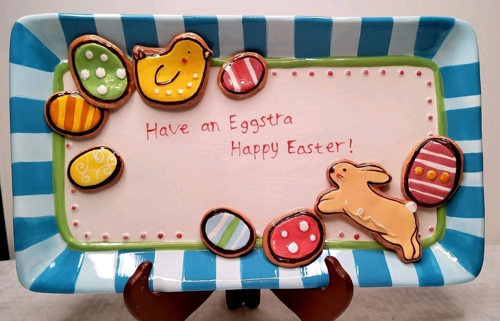 Large Easter Platter  15 In. Dishwasher Safe,  No Microwave,  Crazing,  (120)