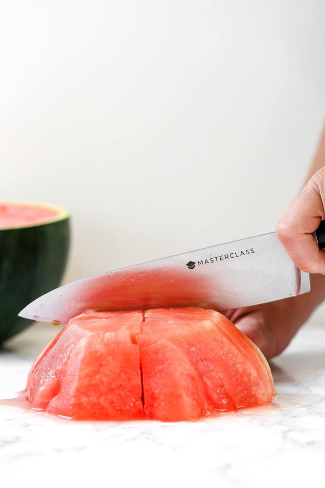 MasterClass Chef Knife with EdgeKeeper Knife Sharpener Sheath, Stainless Stee...